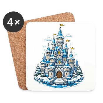 Wintertraum Schloss - Untersetzer (4er-Set) - Weiß - Vorne