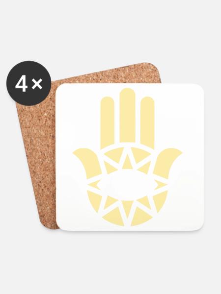Hamsa Hand Ornament - Untersetzer (4er-Set) - Weiß