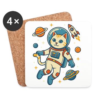 Astronaut cat in space - Coasters (set of 4) - white - Front
