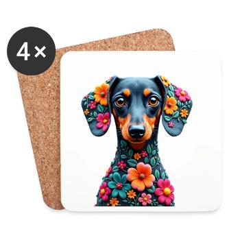 Dackel Dachshund Tekel - Untersetzer (4er-Set) - Weiß - Vorne