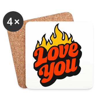 Je t’aime avec des flammes - Dessous de verre (lot de 4) - blanc - Devant