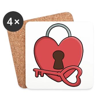 Key to My Heart Lock and Key Valentines - Coasters (set of 4) - white - Front