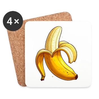 banane - Dessous de verre (lot de 4) - blanc - Devant