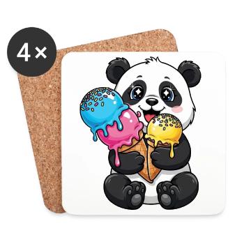 Süßer Panda Cartoon Eis Sommer Süßigkeit - Coasters (set of 4) - white - Front