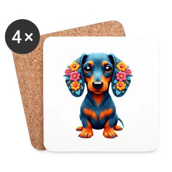 Dackel Dachshund Tekel - Untersetzer (4er-Set) - Weiß - Vorne