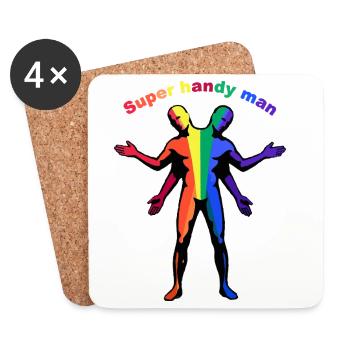 Super Handy Man Rainbow - Coasters (set of 4) - white - Front