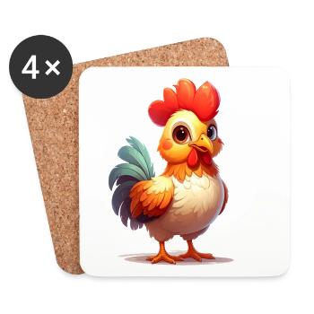 Coq mignon - Dessous de verre (lot de 4) - blanc - Devant