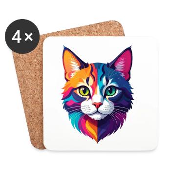 Katze - Untersetzer (4er-Set) - Weiß - Vorne
