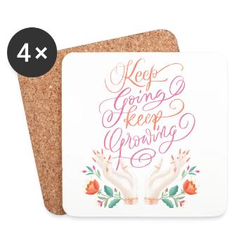 Keep Going. Keep Growing. - Coasters (set of 4) - white - Front