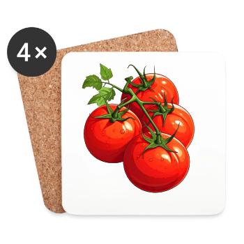 Tomates - Dessous de verre (lot de 4) - blanc - Devant