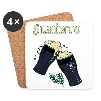 Sláinte - Irish toast & dark beer - Coasters (set of 4) - white - Front