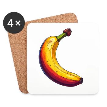banane - Dessous de verre (lot de 4) - blanc - Devant