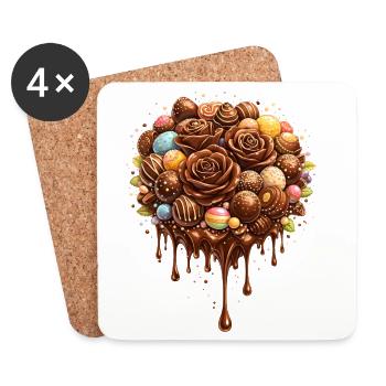 Chocolate Bouquet with Pralines Illustration - Coasters (set of 4) - white - Front