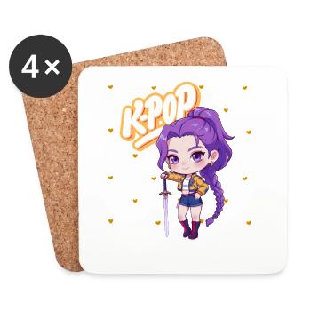 Kpop Girl - Untersetzer (4er-Set) - Weiß - Vorne