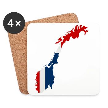 Map of Norway with flag - Coasters (set of 4) - white - Front