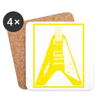Electric Guitar Silhouette - Coasters (set of 4) - white - Front