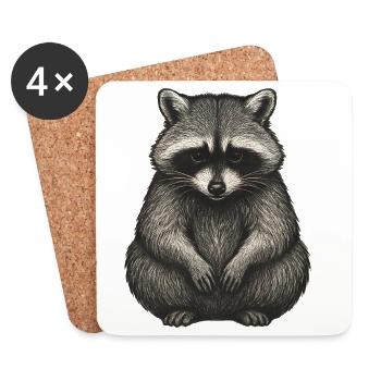 Shadow Raccoon Illustration - Coasters (set of 4) - white - Front