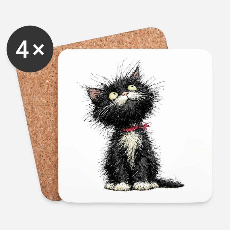 Cat your Day - Untersetzer (4er-Set) - Weiß