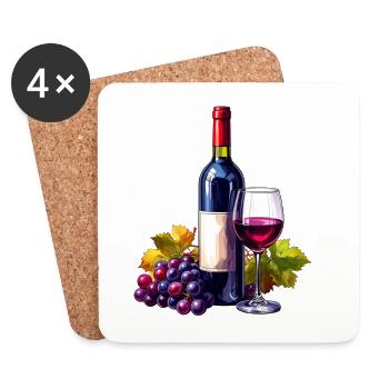 Red Wine / Wine - Coasters (set of 4) - white - Front