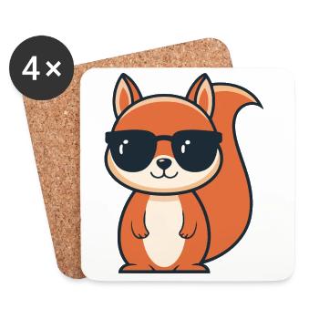 Schicke Eichhörnchen-Schwarze Brille - Untersetzer (4er-Set) - Weiß - Vorne