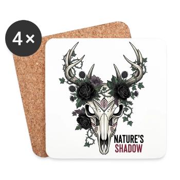 Art vectoriel gothique de cerf de l’enfant de la nature - Dessous de verre (lot de 4) - blanc - Devant