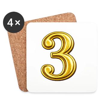 Ornement en chiffre d’or trois - Dessous de verre (lot de 4) - blanc - Devant