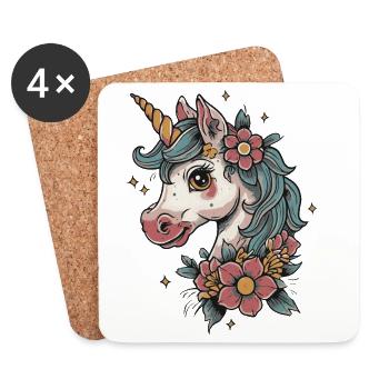flowery unicorn - Coasters (set of 4) - white - Front
