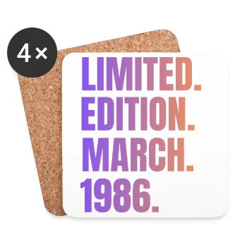 March 1986 Year 1986 Retro 1986 Limited Edition - Coasters (set of 4) - white - Front