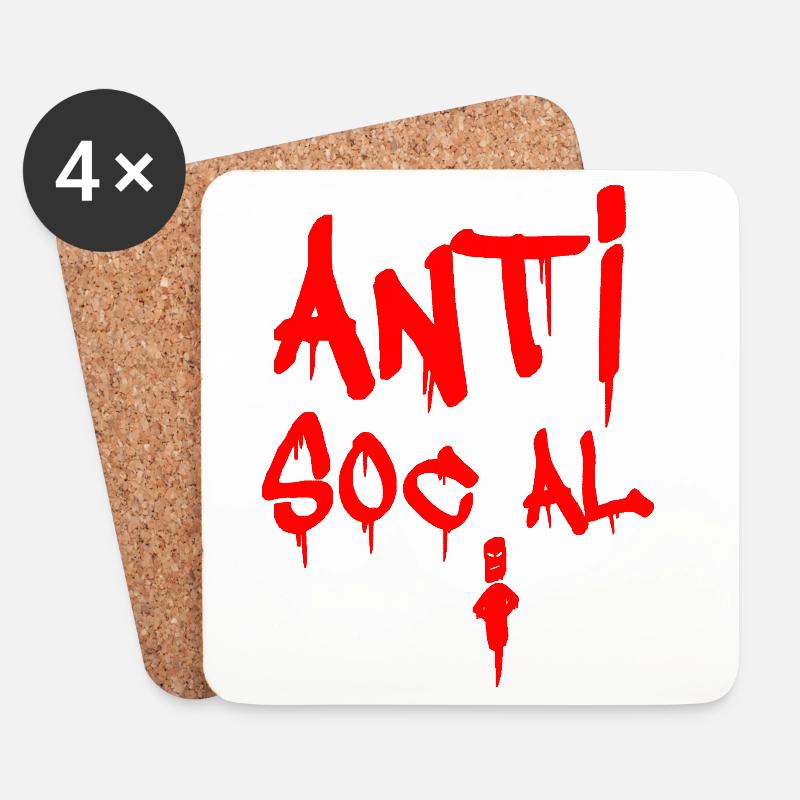 ANTISOZIAL! - Untersetzer (4er-Set) - Weiß