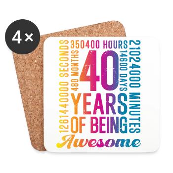 40 Jahre 40. Geburtstag - Untersetzer (4er-Set) - Weiß - Vorne