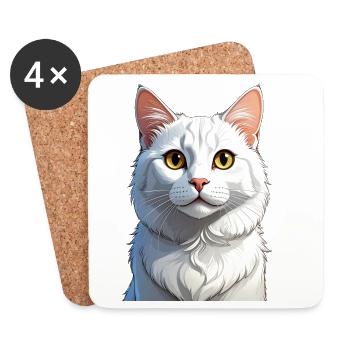 White Cat - Coasters (set of 4) - white - Front