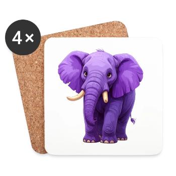 éléphant violet - Dessous de verre (lot de 4) - blanc - Devant