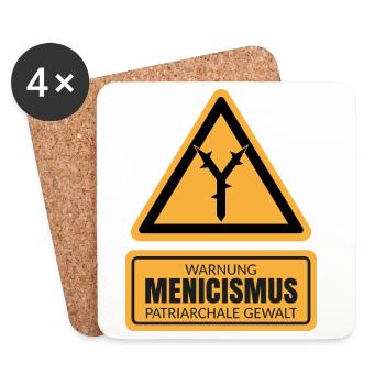MENICISMUS - Warnzeichen Gegen Patriarchale Gewalt - Untersetzer (4er-Set) - Weiß - Vorne