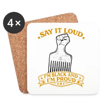 Say It Loud Black and Proud - Coasters (set of 4) - white - Front