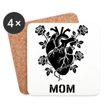 Anatomical Heart Roses Mom - Coasters (set of 4) - white - Front