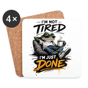 Not Tired Just Done Frog - Coasters (set of 4) - white - Front