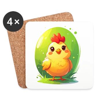 Cute chicken - Coasters (set of 4) - white - Front