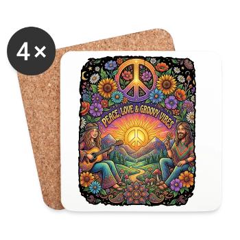 Peace Love Freedom - Coasters (set of 4) - white - Front