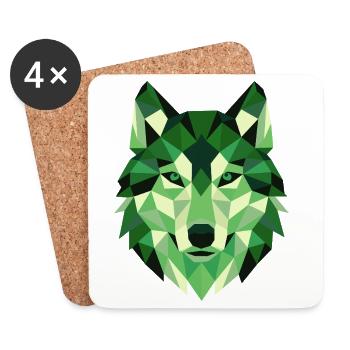 Portrait géométrique du polygone Tête de Loup - Dessous de verre (lot de 4) - blanc - Devant