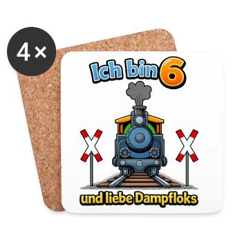 Ich bin 6 und liebe Dampflok - Untersetzer (4er-Set) - Weiß - Vorne