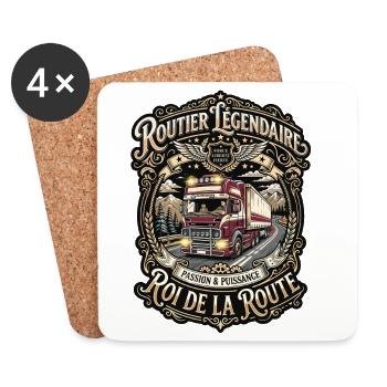 Routier chauffeur poids lourd camion route vintage - Dessous de verre (lot de 4) - blanc - Devant