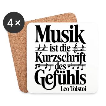 Musik ist die Kurzschrift des Gefühls Leo Tolstoi - Untersetzer (4er-Set) - Weiß - Vorne