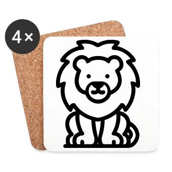 lion - Dessous de verre (lot de 4) - blanc - Devant