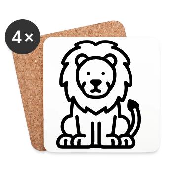 lion - Dessous de verre (lot de 4) - blanc - Devant