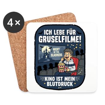 Ich lebe für Gruselfilme Humor - Untersetzer (4er-Set) - Weiß - Vorne