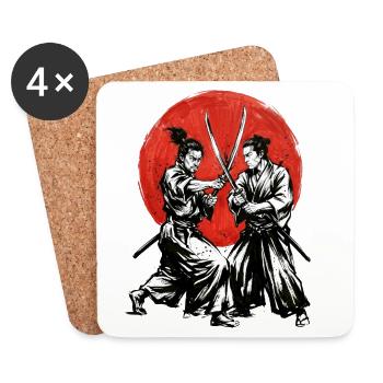 Samurai duels in the red circle - Coasters (set of 4) - white - Front