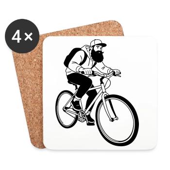 bike hipster - Coasters (set of 4) - white - Front