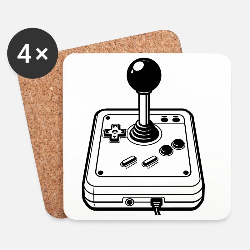 Retro-Joystick - Untersetzer (4er-Set) - Weiß