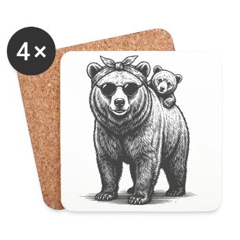Two Bears Mom Bear Young Mother Love Child Baby - Coasters (set of 4) - white - Front
