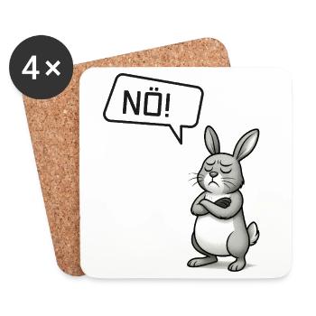 Sturer Hase sagt NÖ! – Witziges Statement - Untersetzer (4er-Set) - Weiß - Vorne